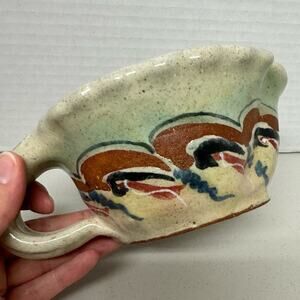 Basin Creek Pottery Montana Signed Hand Thrown Creamer Bowl With Handle